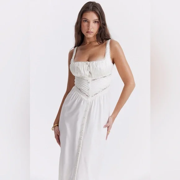 House of CB Illiana Ivory Real Silk Maxi Dress House of CB Illiana Ivory Real Silk Maxi Dress